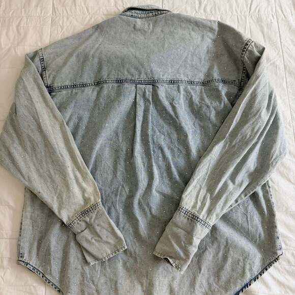 Good American Oversized Denim Shirt Sz 1 - Picture 7 of 9